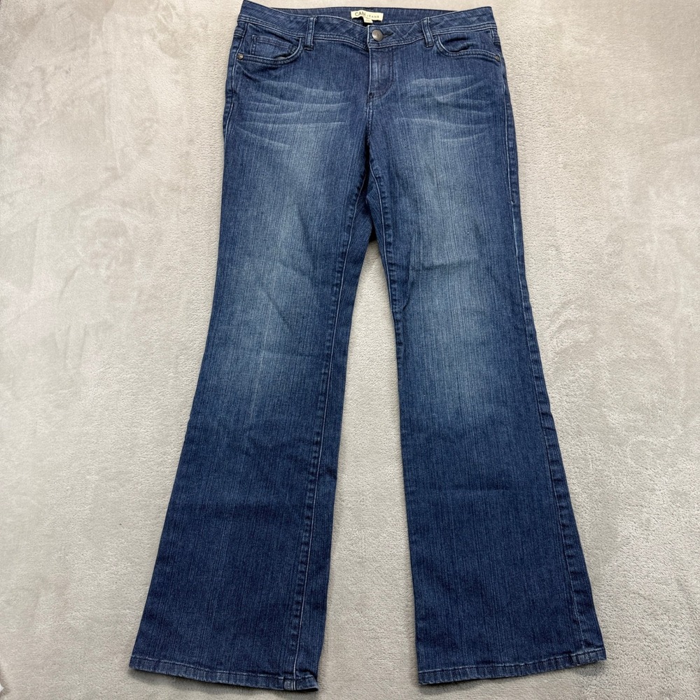 Cabi Jeans Women 10 Blue Flare Leg Boho Dark Was Stretch Whiskered Classic Denim